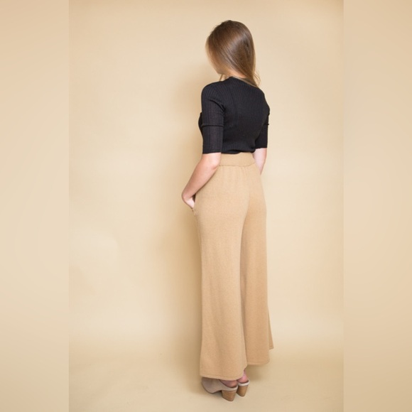 Achro Wool Blend Wide Leg Knit Pull-On Pant Sz.S Camel Stretch Casual Cozy Chic - Picture 10 of 10